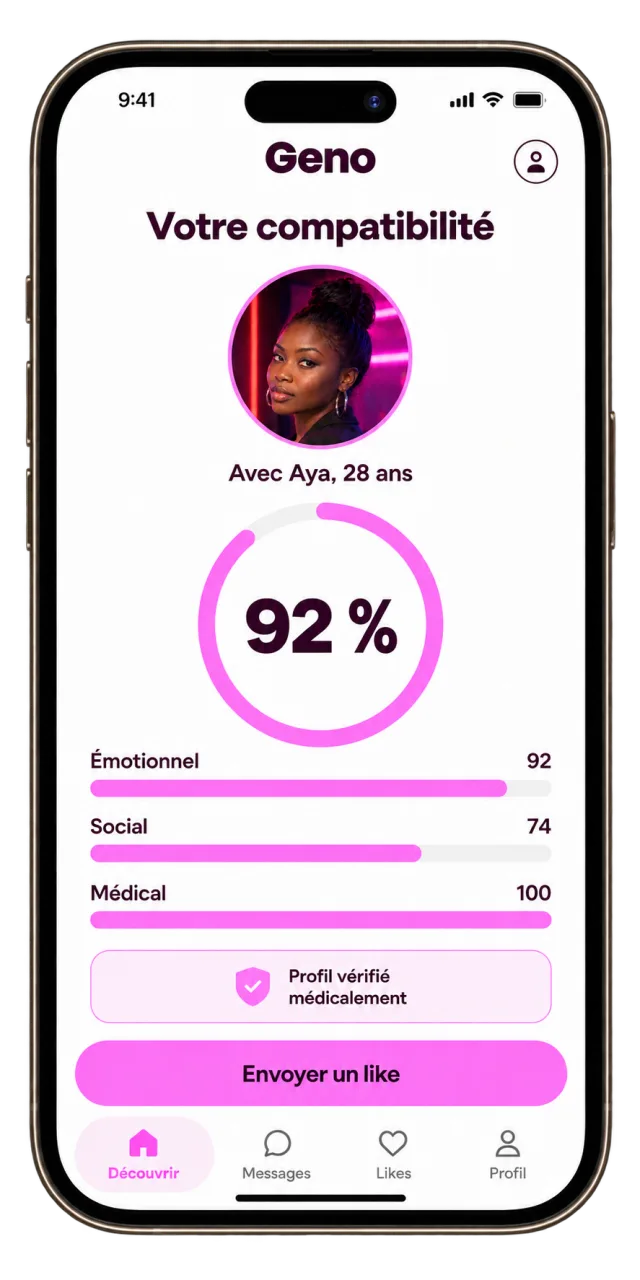 L'application Geno sur deux téléphones